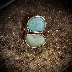 Margaret Thurman Echo The Dreamer Sterling Natural River Jade Rock Ring Signed